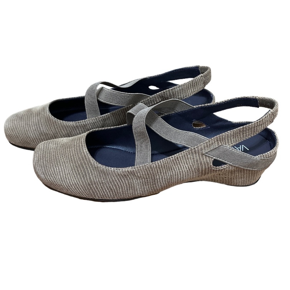 VANELi Womens Size 7 Taupe Slingback Ballet Flats Cross Strap NEW